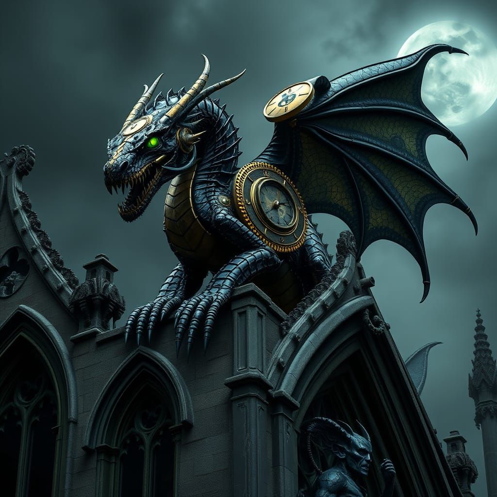 Gothic Clockwork Dragon in Dark Fantasy Style