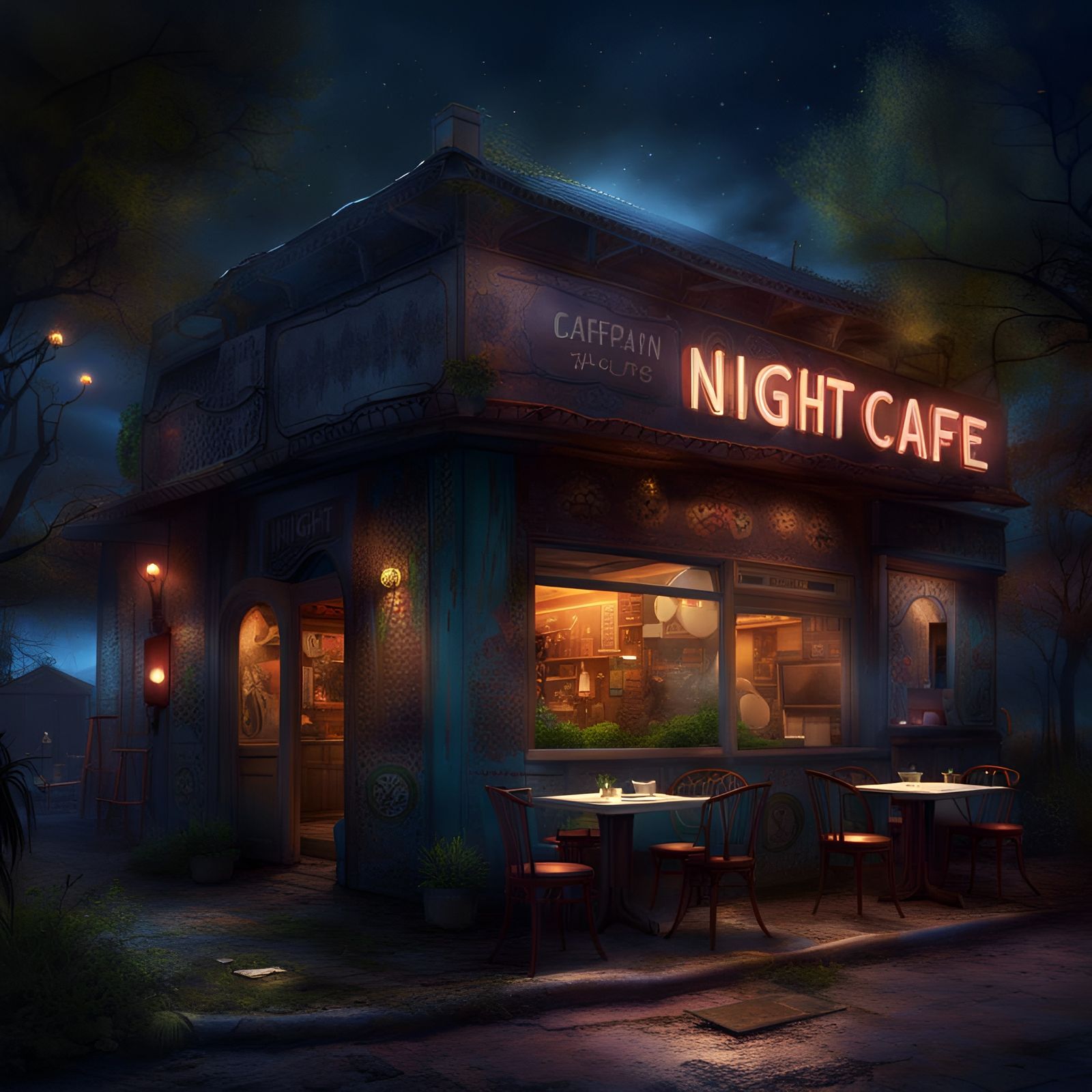 Night Cafe: Hyperreal Fantasy Concept Art