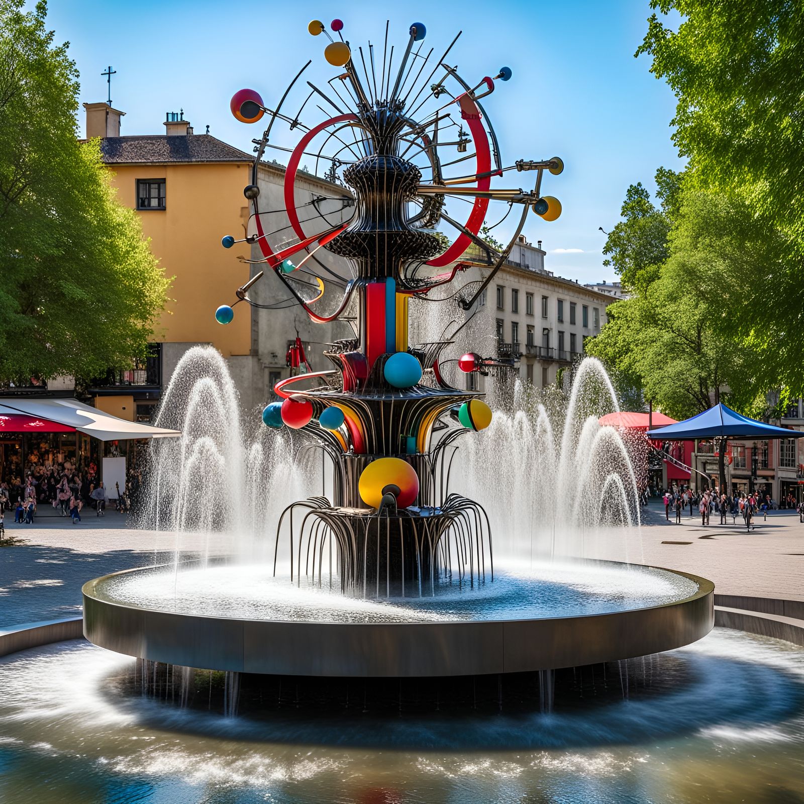Kinetic Water Fountain by Swiss DADA sculptor Jean Tinguely