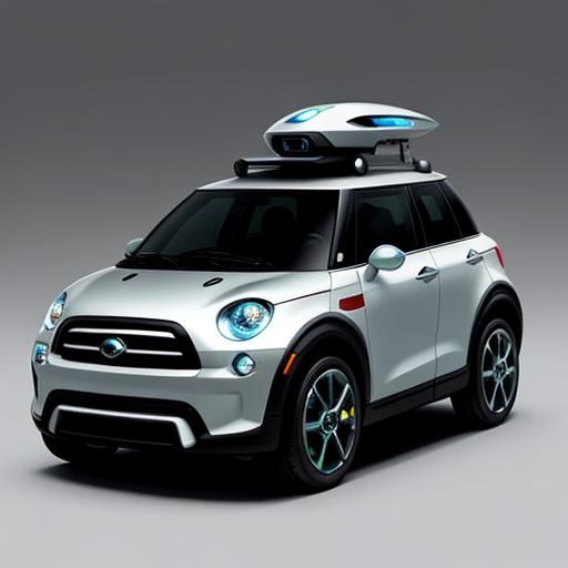 Futuristic Sci-Fi Cute Silver Miniature Car