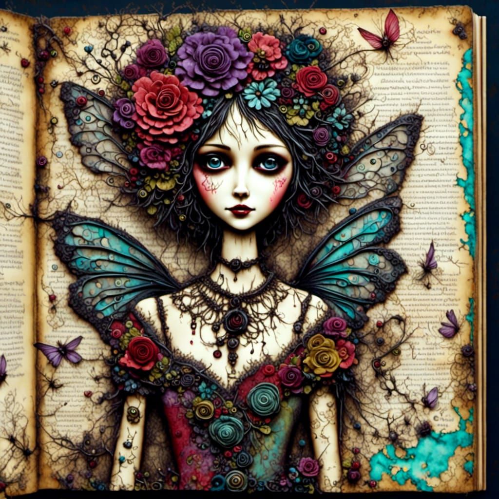 Pixie Art Journal Page in Mixed Media Style