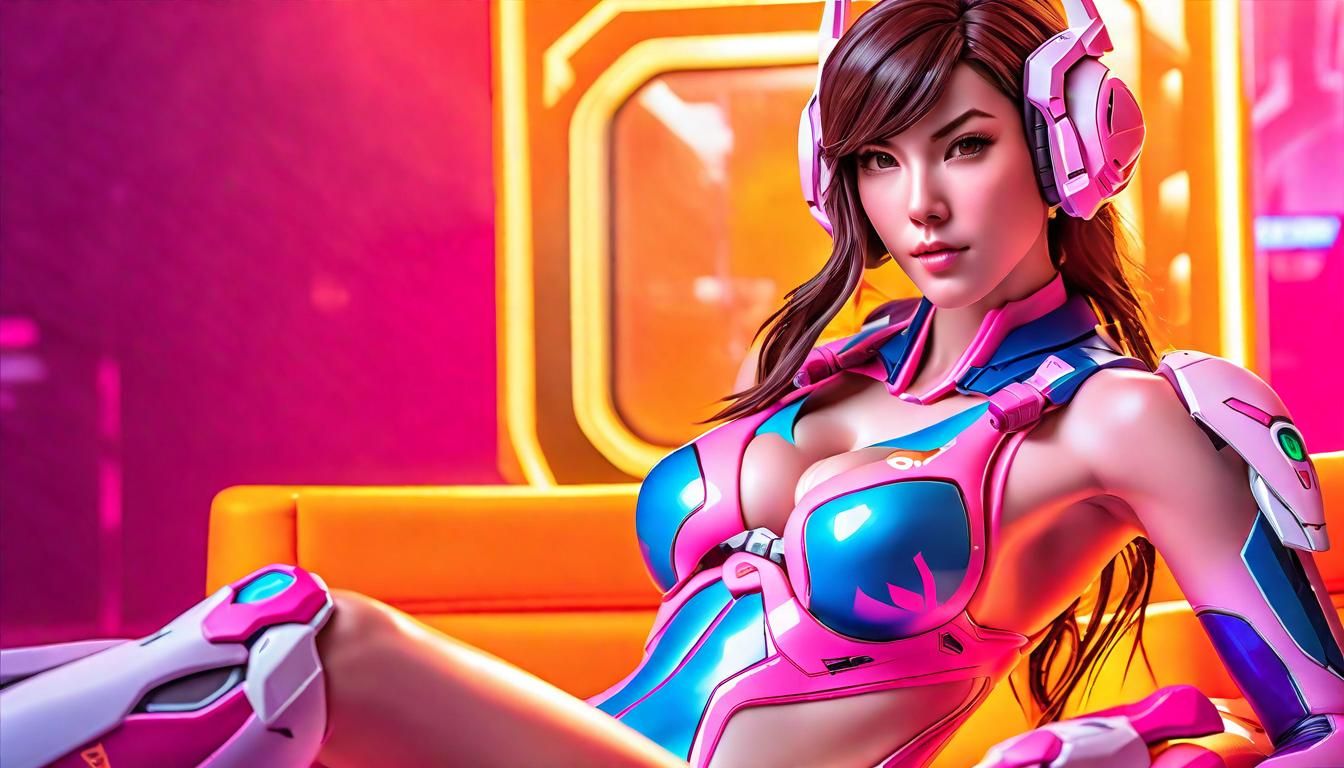 Hyperrealistic D.VA Overwatch in Wet Bikini