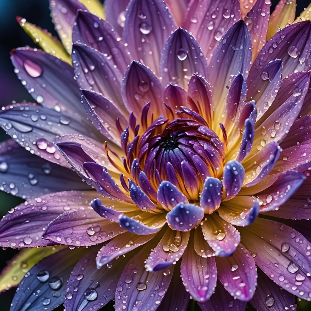 Vibrant Fluorescent Flower in Lush Garden: HDR Macro