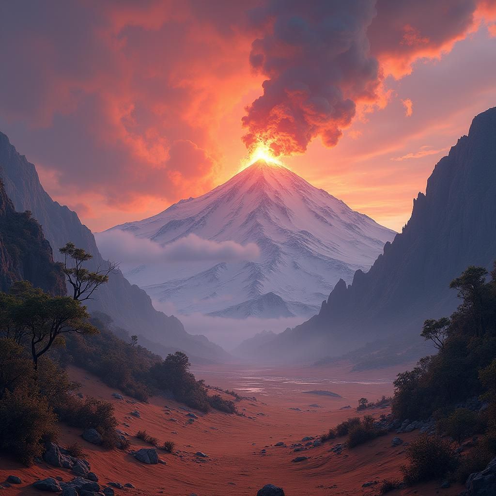 Surreal Landscape: Desert, Jungle, Snow, Volcano