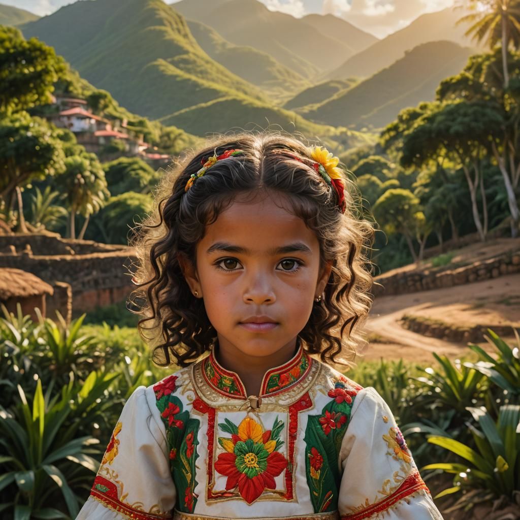 Venezuelan Girl Portrait in Traditional Dress