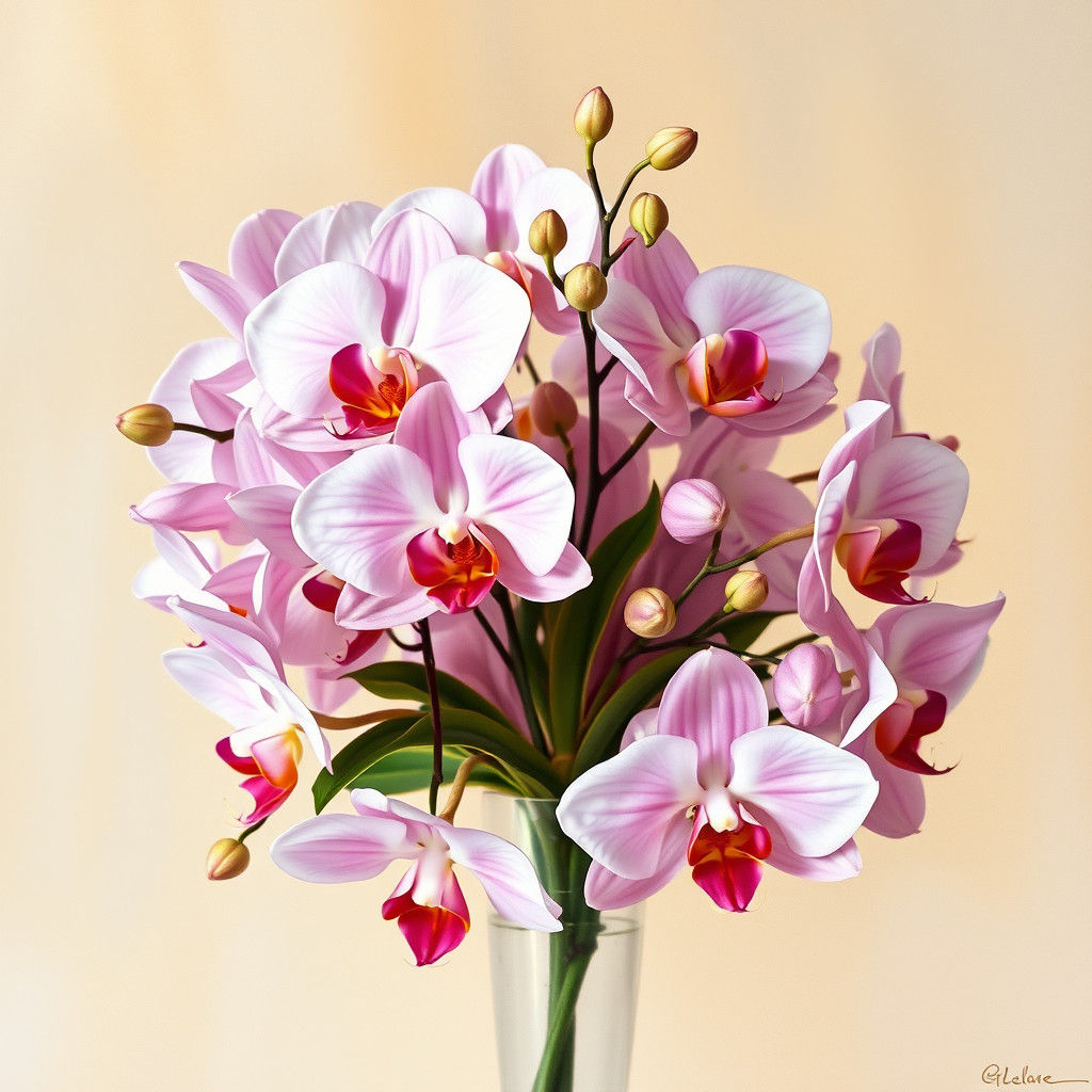 Elegant Orchid Bouquet in Watercolor Style