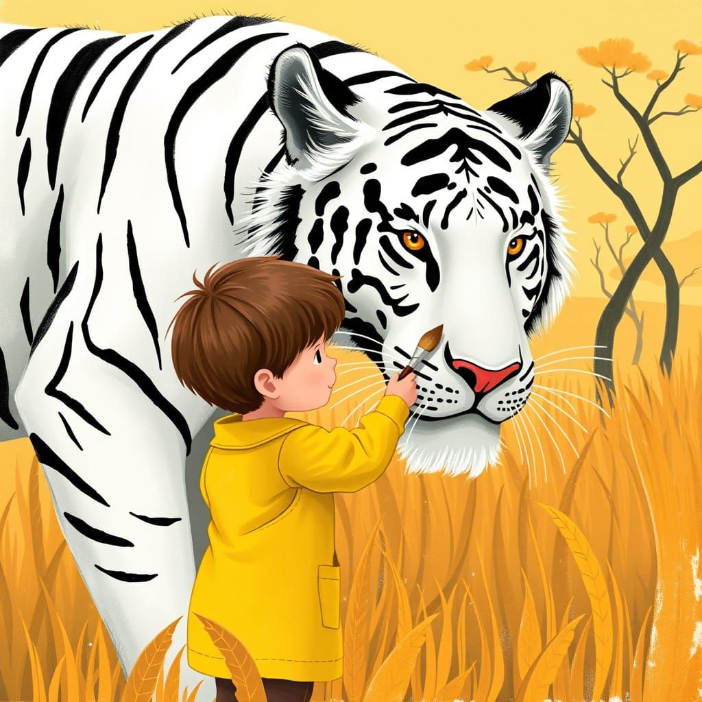 Whimsical Tiger Portrait in Bright Colors