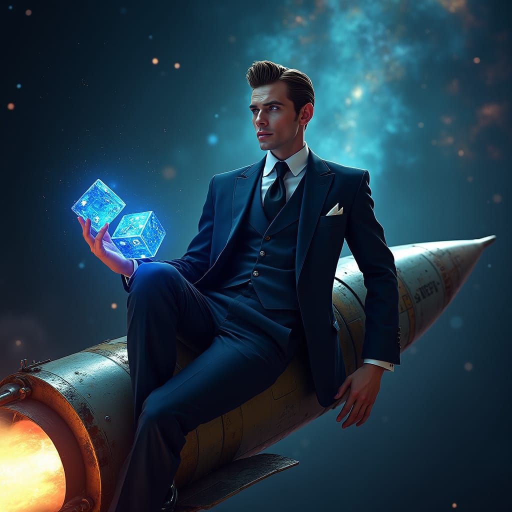 Suave Devil Radiates Cosmic Aura in 1950s Space Suit