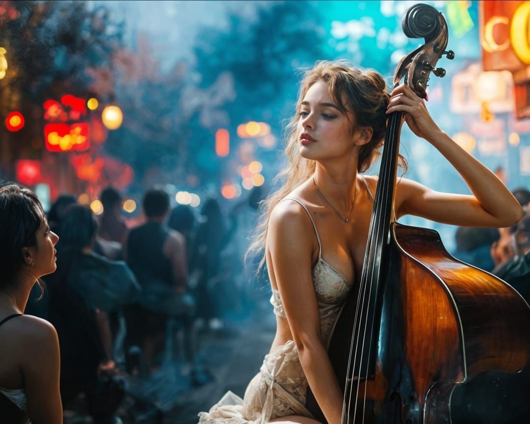 Jazz Singer in Hyperreal Impasto Style