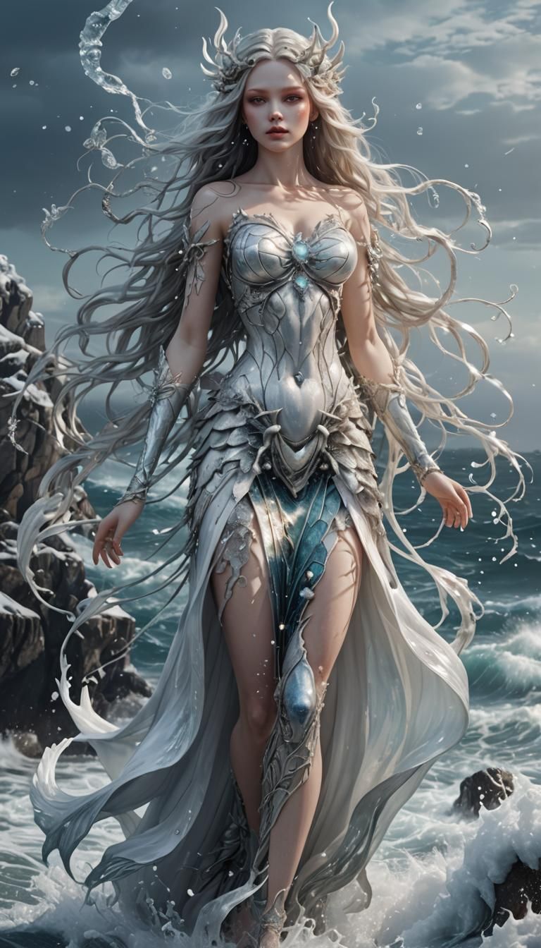 Magical Winter Ocean Nymph in Detailed Matte Painting