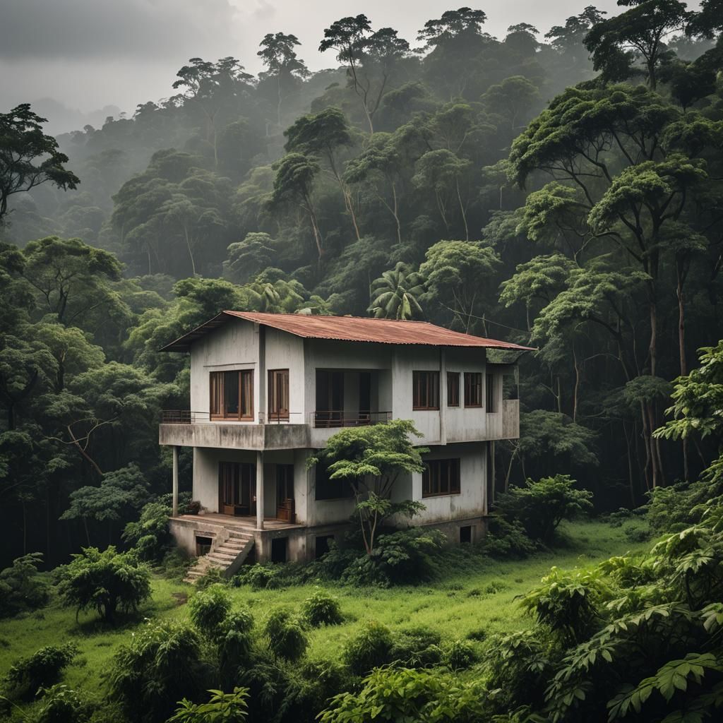 Small house lost in an Indian forest