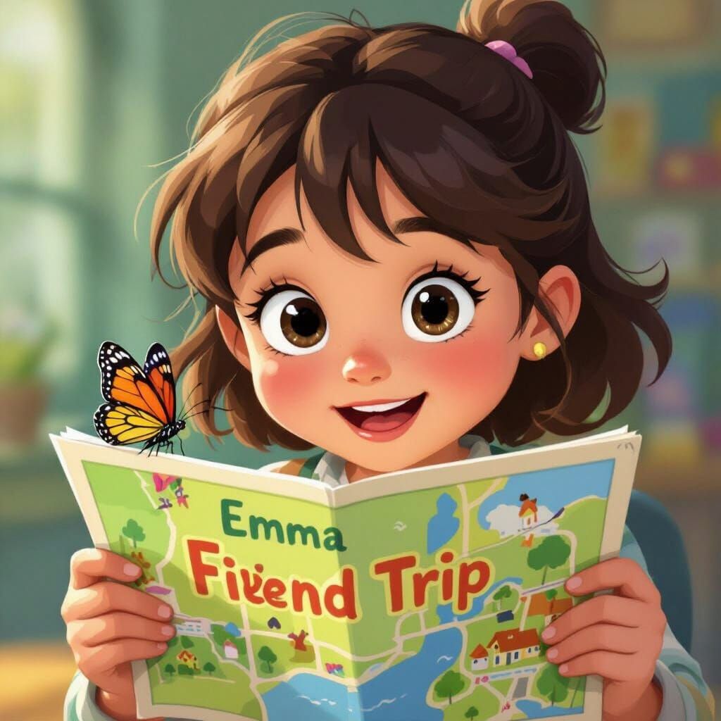 Emma's Curious Adventure With a Butterfly and Map
