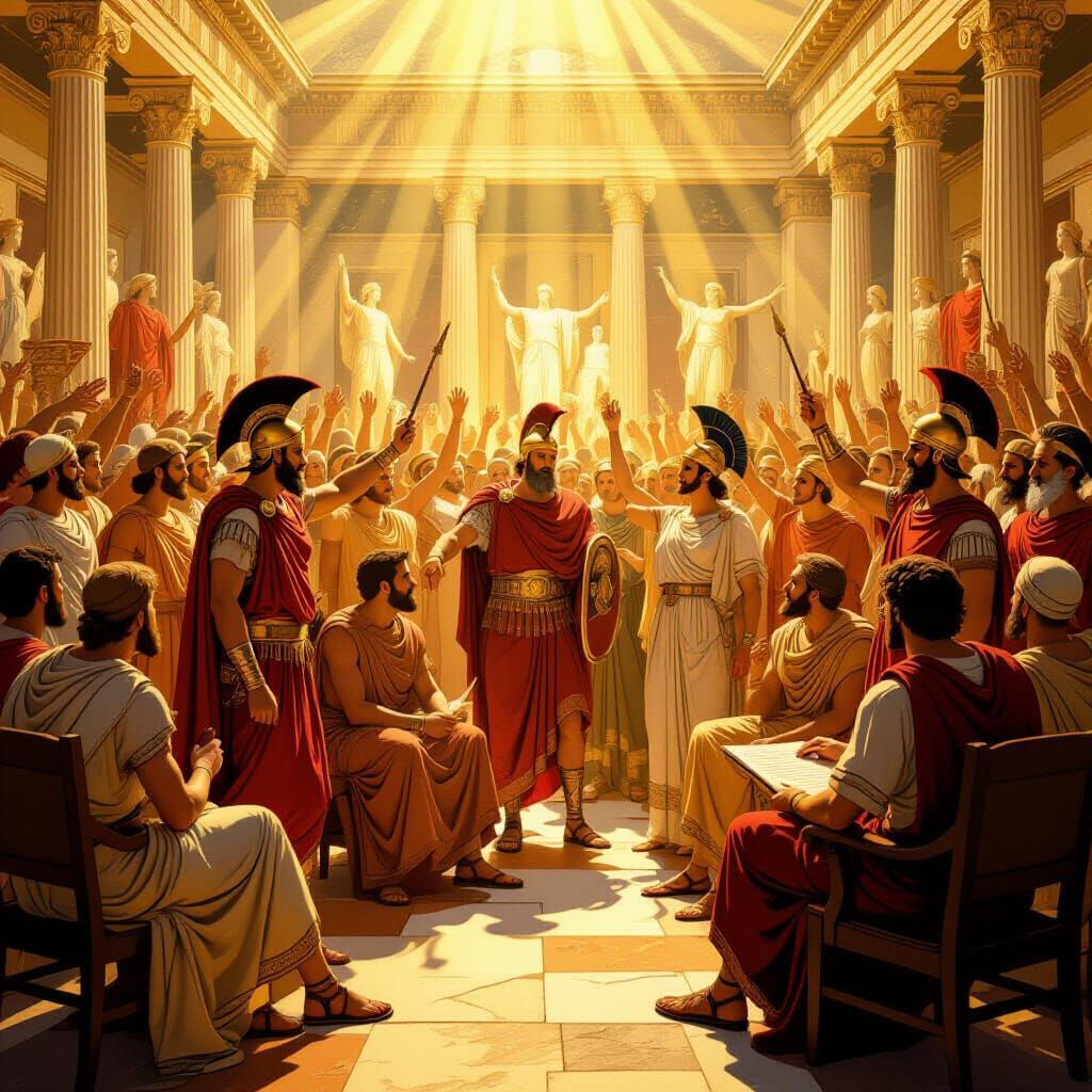 Ancient Greek Fresco of Democratic Debate