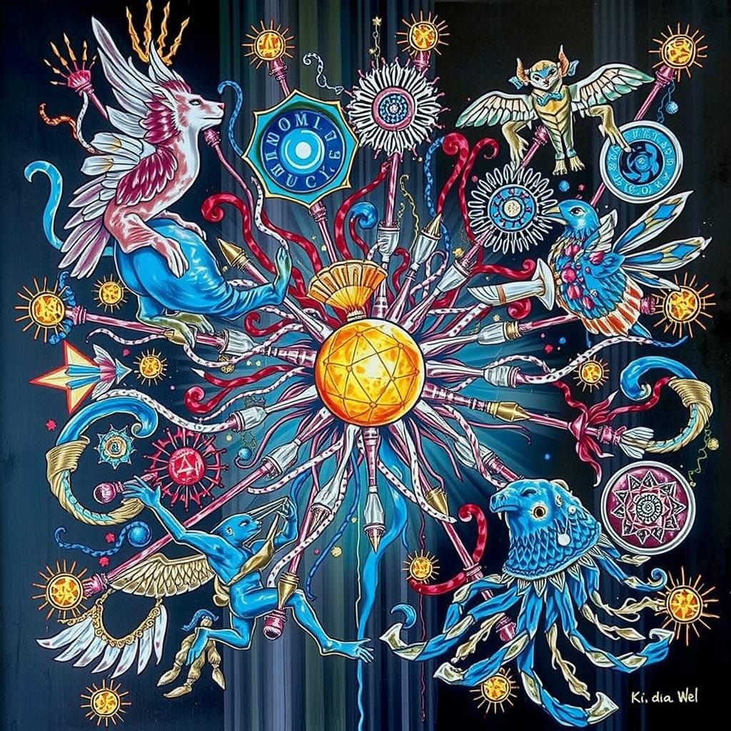 Expressive Red Sculpture of Imminent Glory