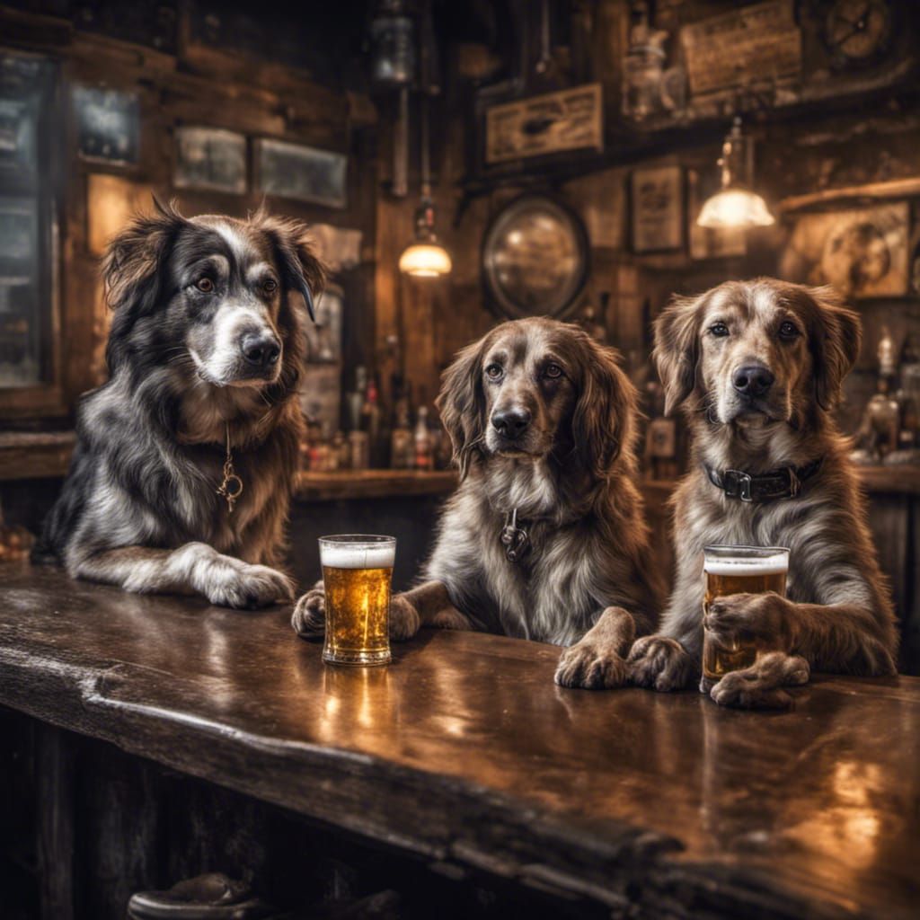 Dogs Plotting Rabbit Hunt in Moody Bar