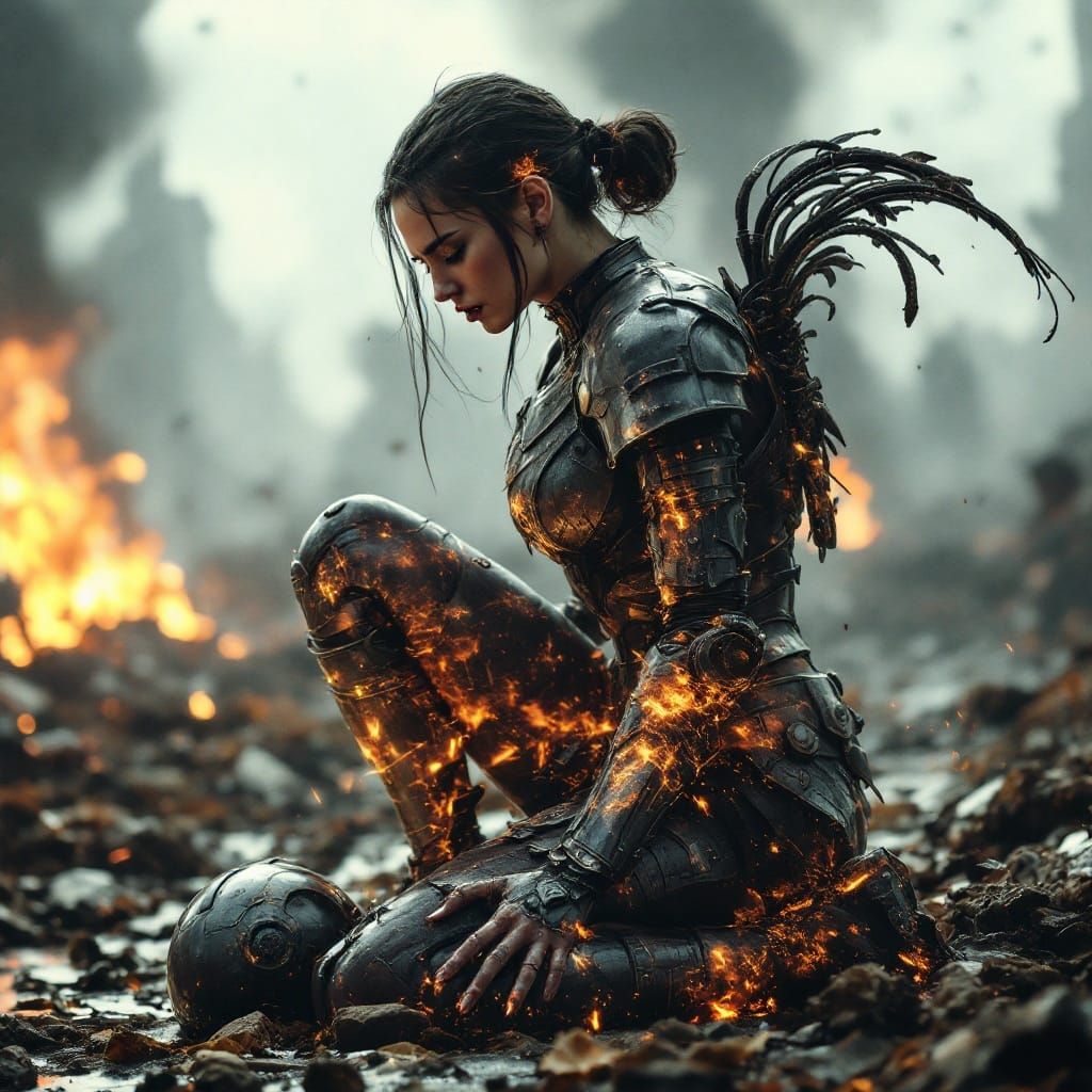 A Warrior's Desperation Amidst Epic Battle