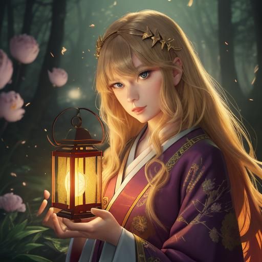 Taylor Swift Phoenix Tarot Reader in Anime Style