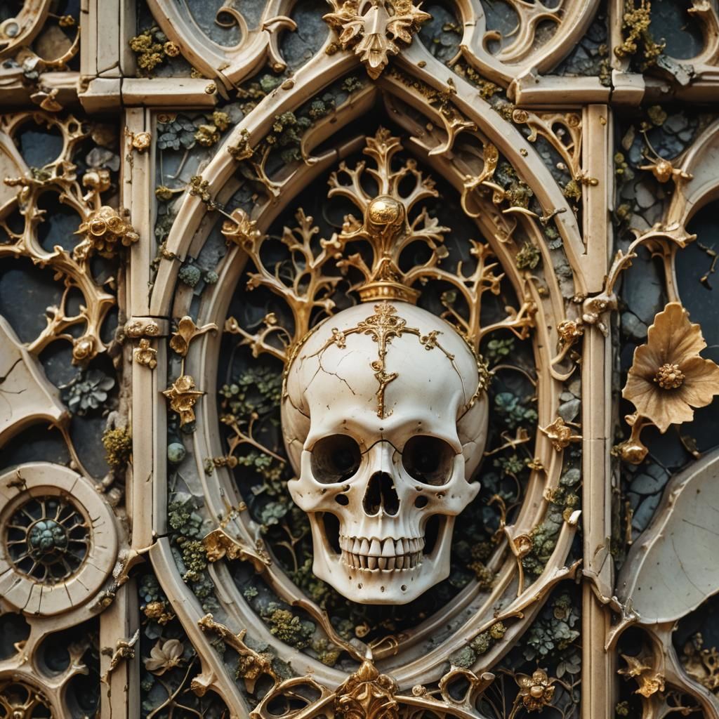 Gothic Bone Reliquary in Golden Hour Lighting