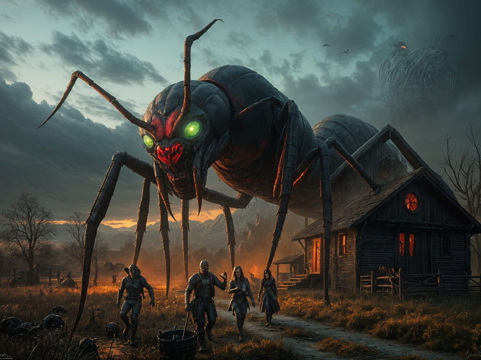 Dark Fantasy Ant Horror in a Farmhouse Ambush