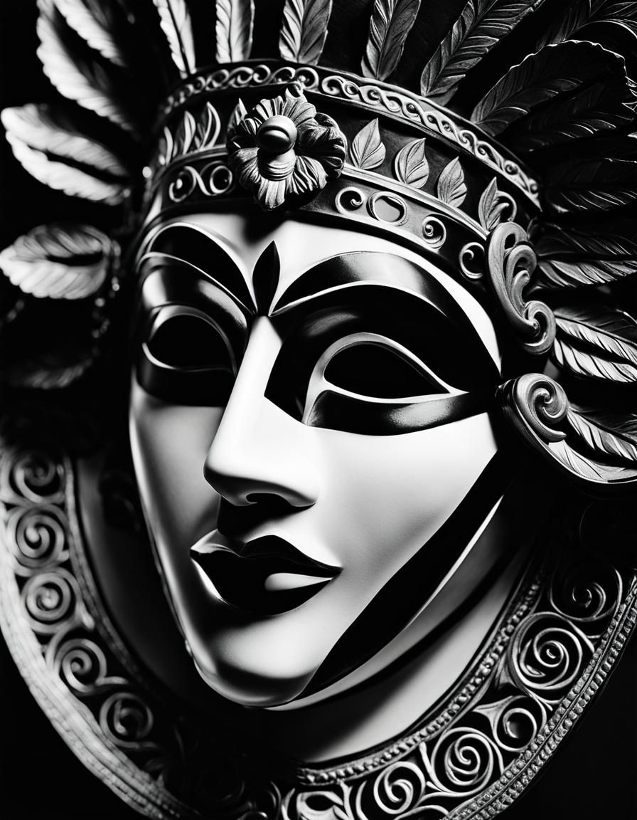Monochrome Theatre Mask: Tragedy and Comedy