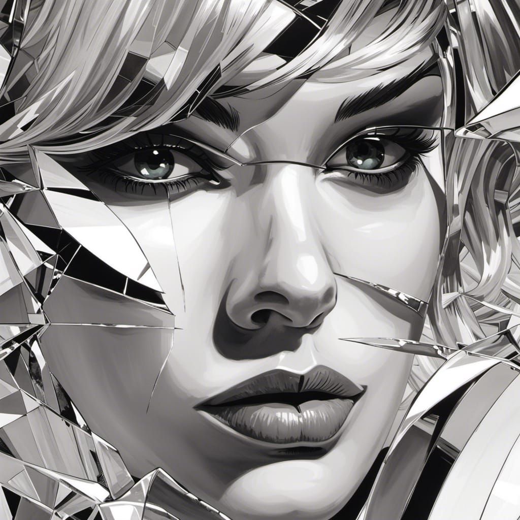 Abstract Glass Woman Portrait in Kuvshinov Style