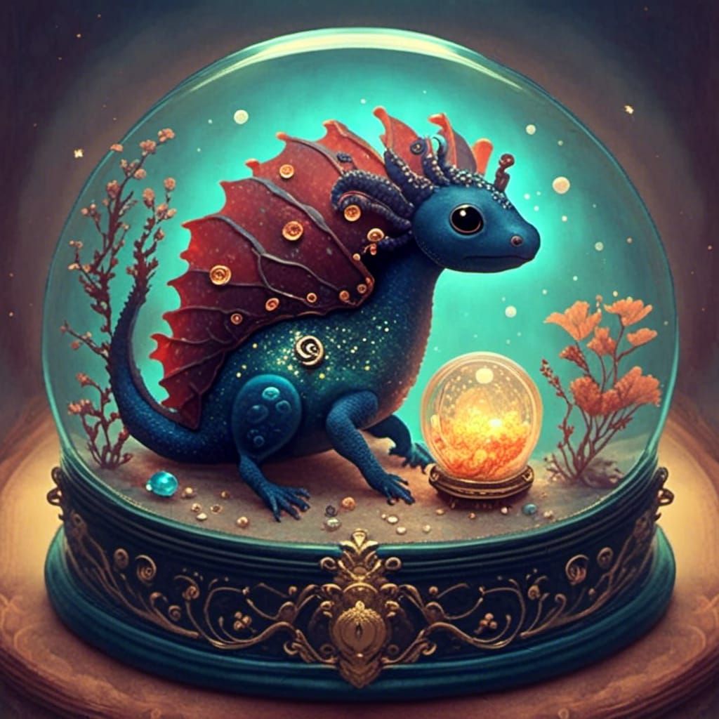 Baby Dragon in Glowing Jewelry Box