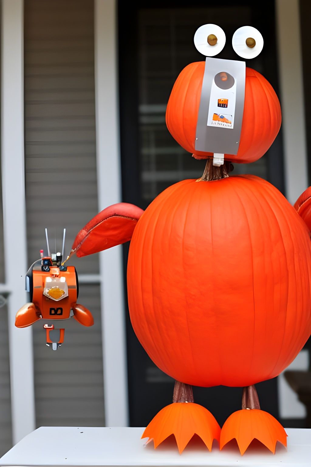 Robotic Turkey with Pumpkin Head: Thanksgiving Android