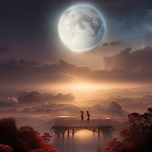 Epic Stars and Moon Digital Painting