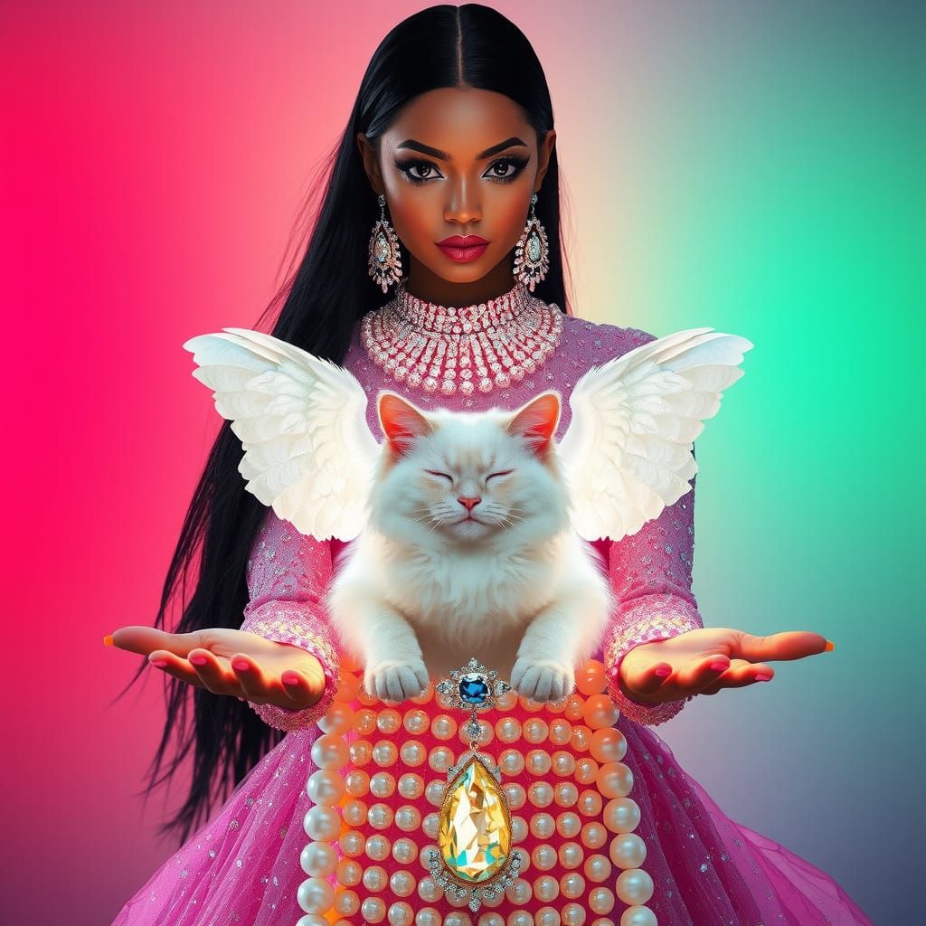 Ultra-Realistic Fashion Model in Pearls and Diamonds