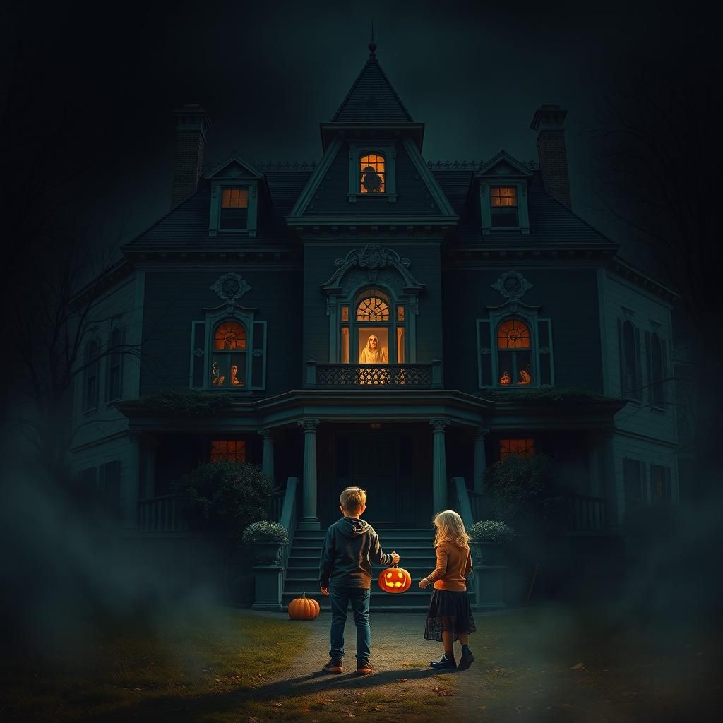 Sinister Haunted House Portrait in Laurie Lipton Style