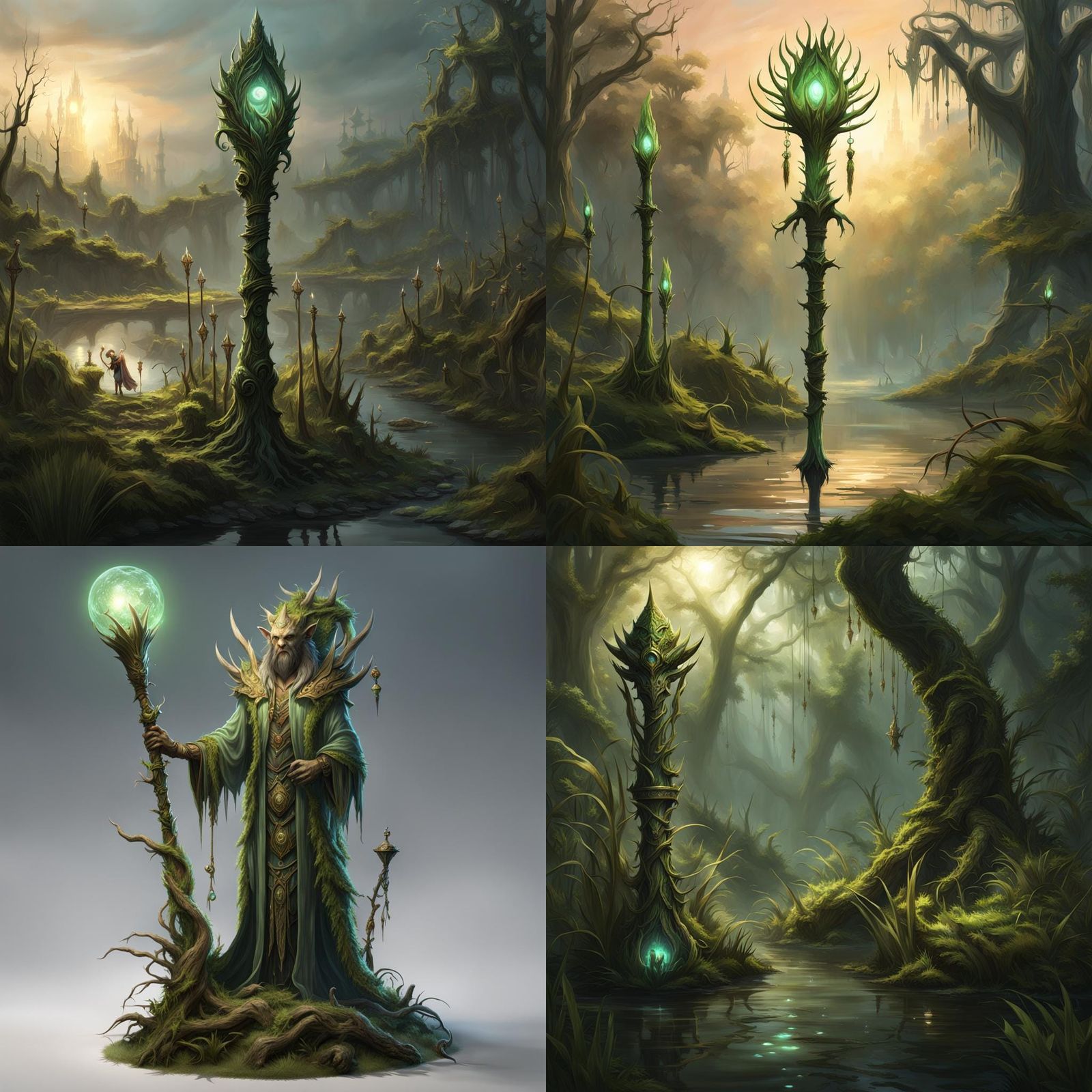 Magical Swamp Staff in Ethereal Digital Art