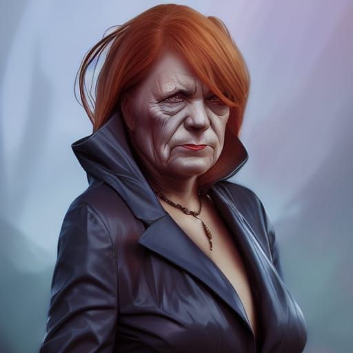 Vampire Angela Merkel Portrait: Detailed Digital Art