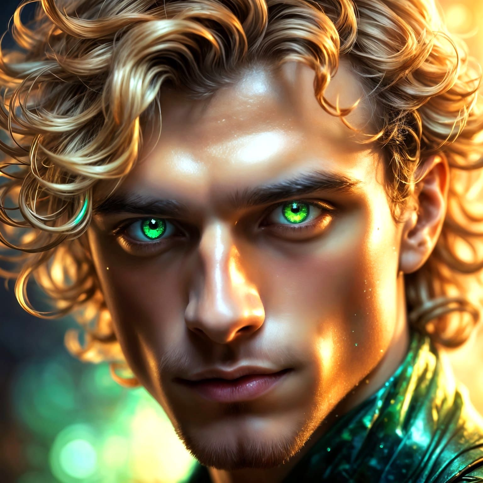 Portrait of a Handsome Man with Turquoise Eyes