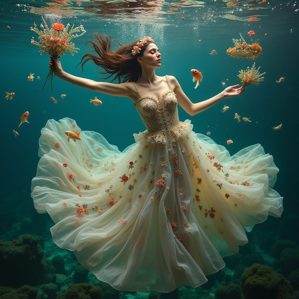 Dreamlike Underwater Scene in Vibrant Colors and Textures