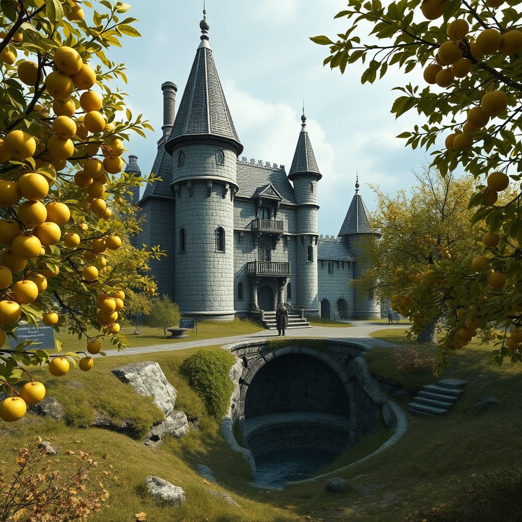 Majestic Skyrim Castle with Golden Apple Arbor