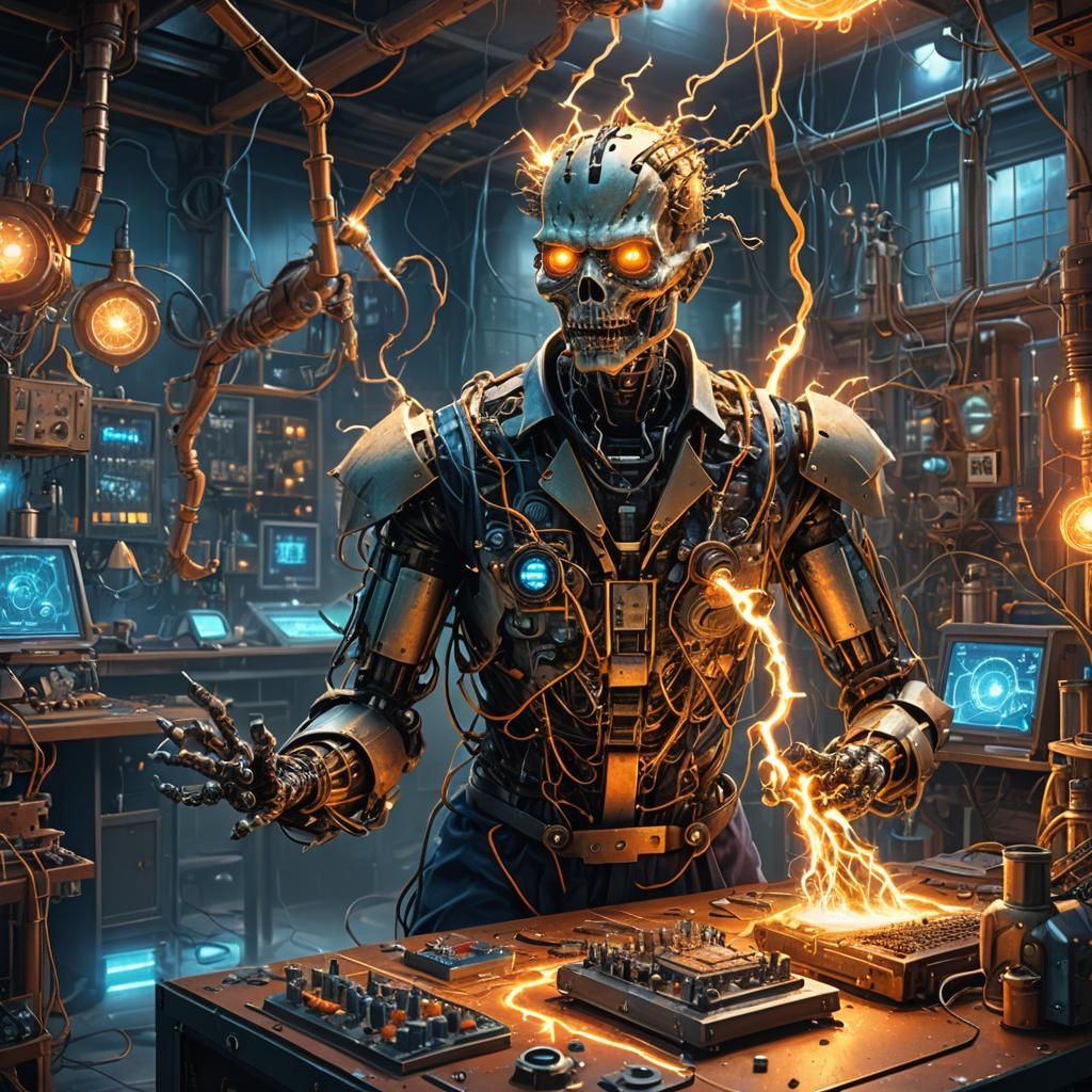 Mad Scientist Creates Robot: Fantasy Concept Art