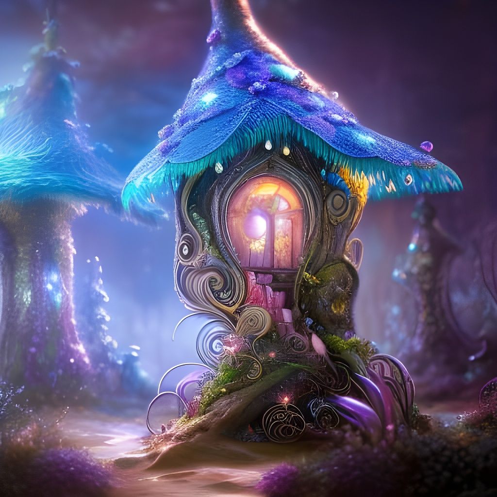 Enchanted Fairy Mushroom House in Detailed Matte Painting