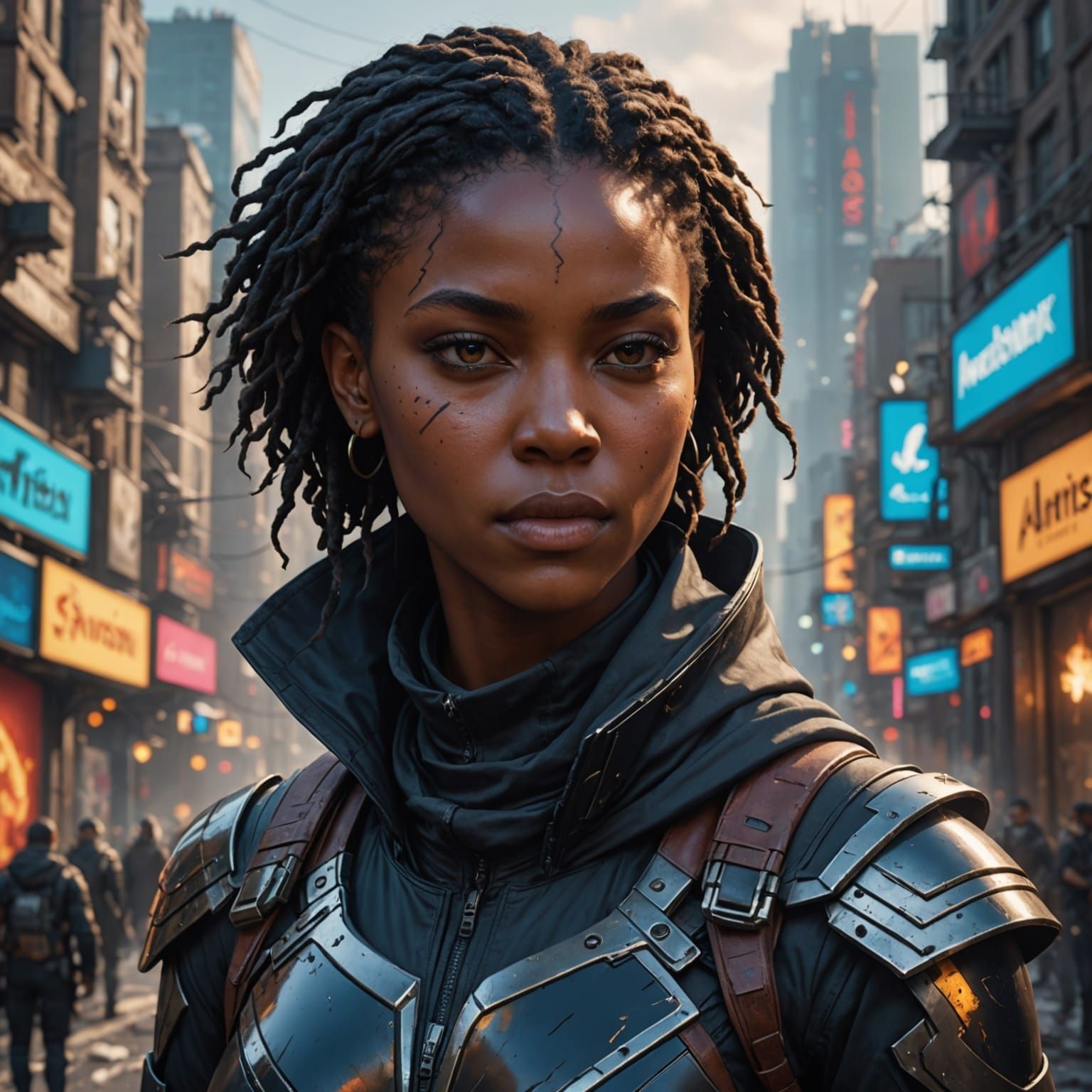 Cyberpunk Assassin in a Dystopian Metropolis