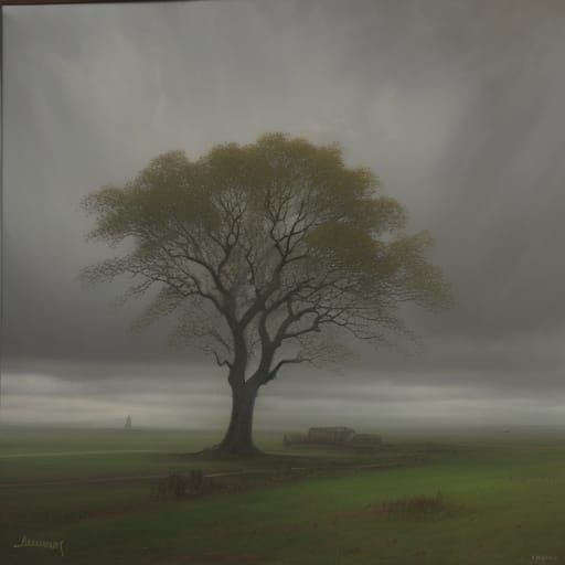 Oil Painting Captures Dramatic Thunderstorm Scene