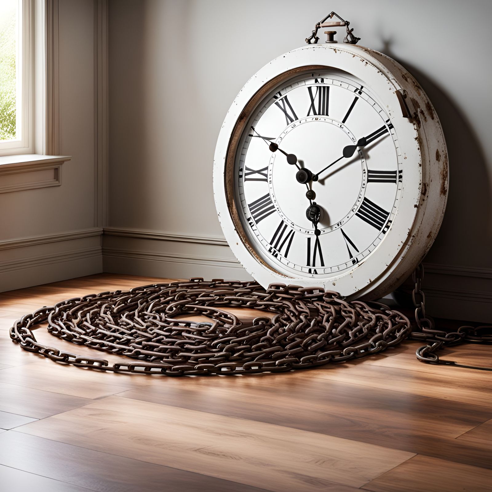 Giant Rusty Clock in Wonderland Style