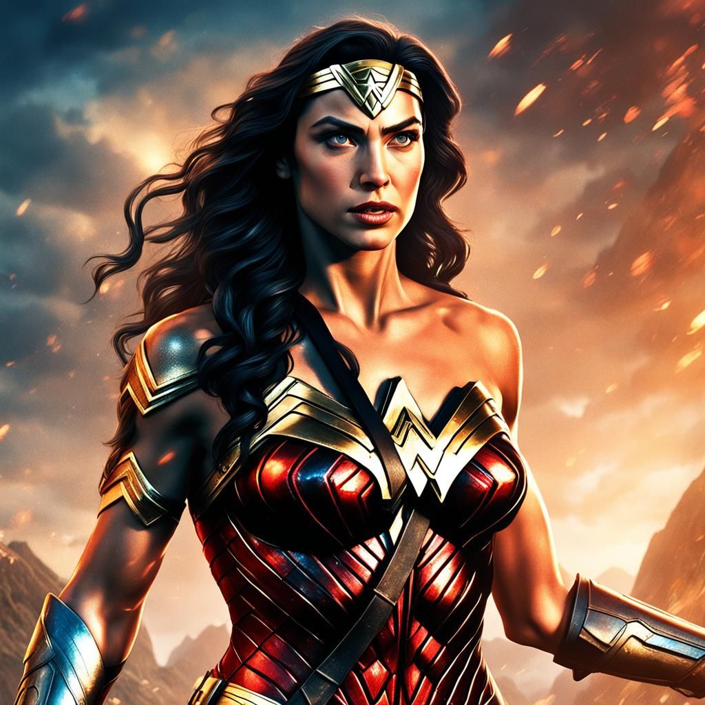 Detailed Portrait of Wonder Woman in 8K
