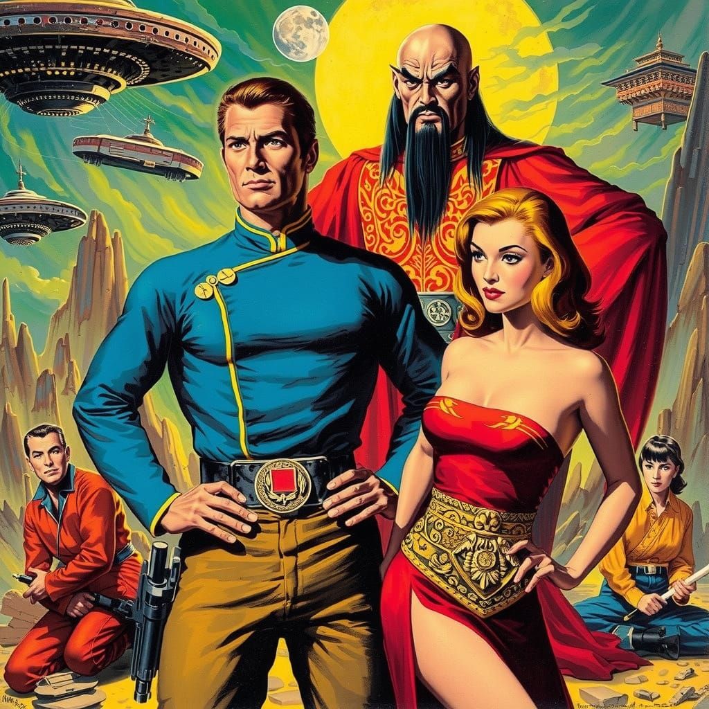 Epic Pulp Cover Art of Flash Gordon and Ming the Merciless