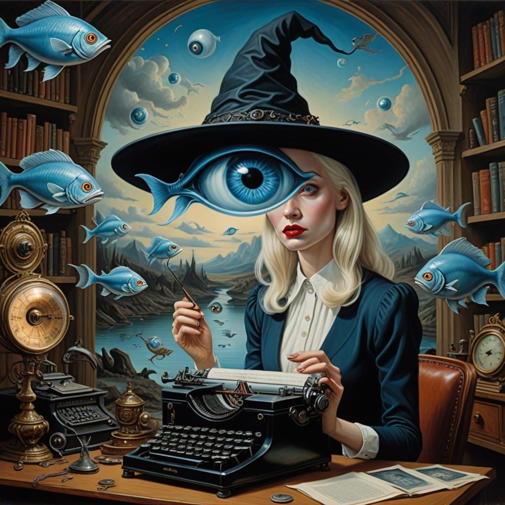 Surreal Femme Fatale with Burning Eye