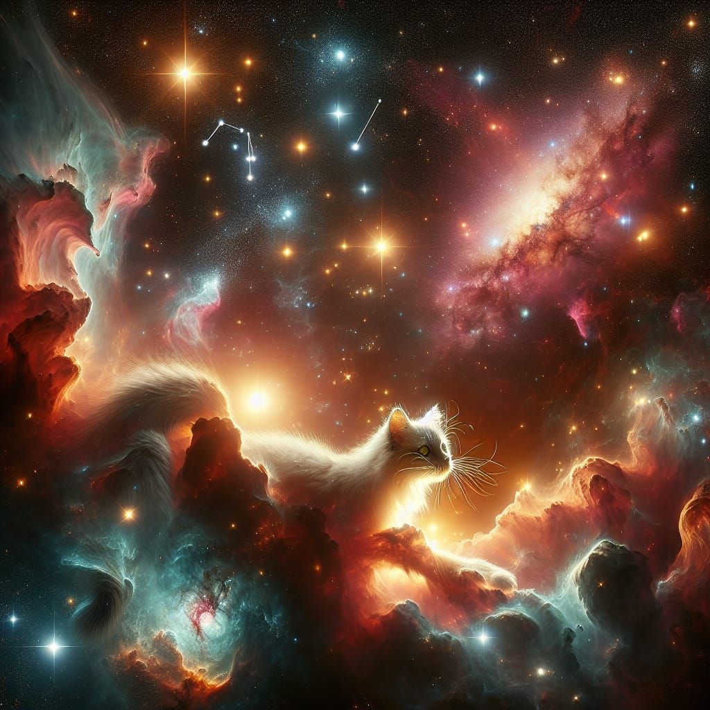 Cosmic Cat Lapping Milk from Big Dipper