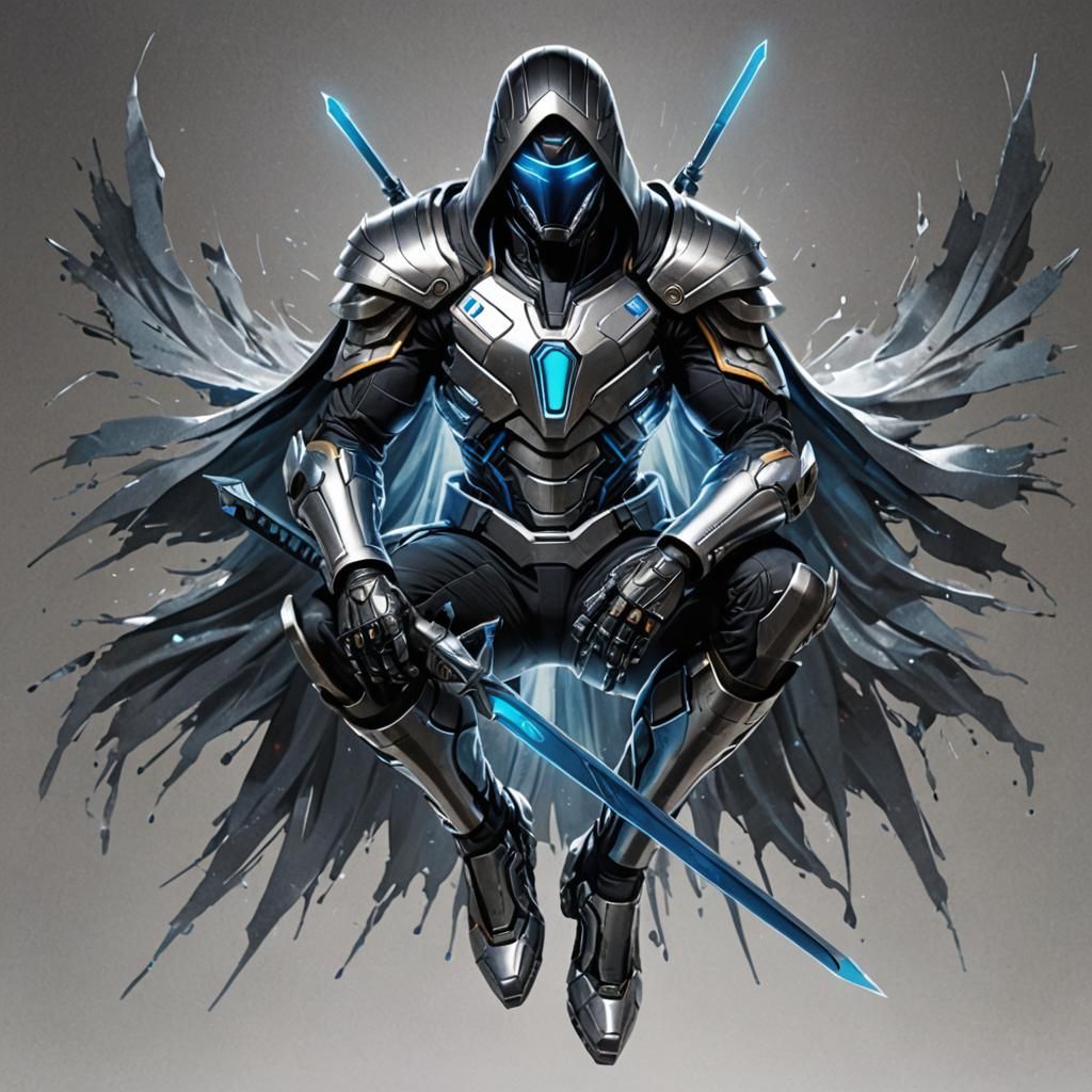 Futuristic Armored Warrior with Plasma Sword