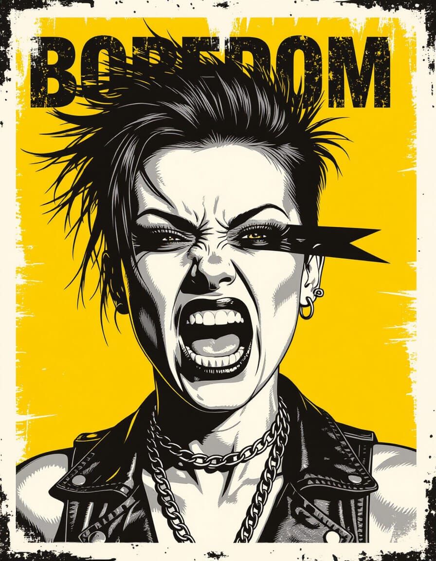 Punk Rock Album Cover with Rebellious Female Subject