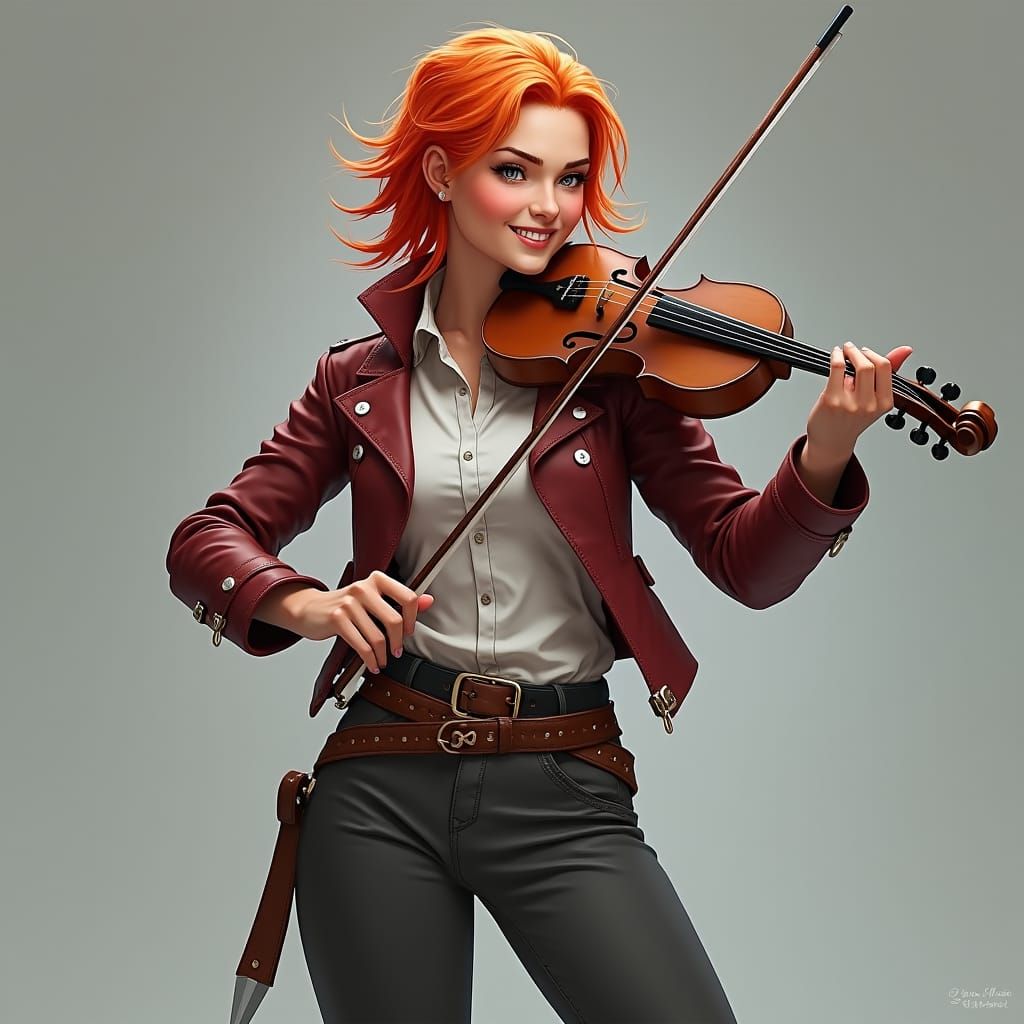 Joyful Young Bard with Rabel, Fantasy Concept Art