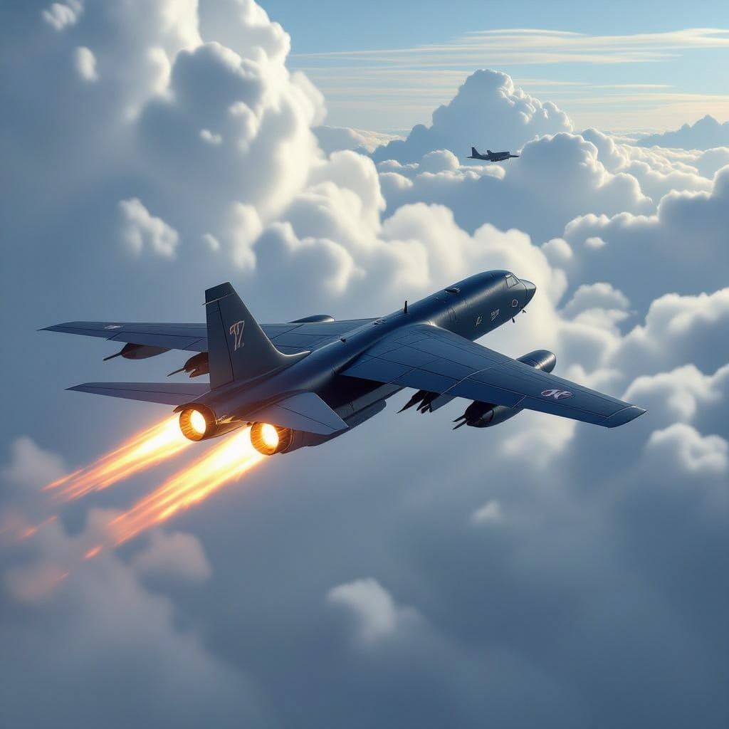 B-52 Bomber Takes Off From Aircraft Carrier