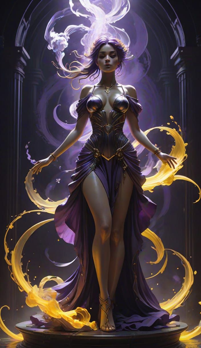 Ethereal Girl Illuminated by Radiant Smoke