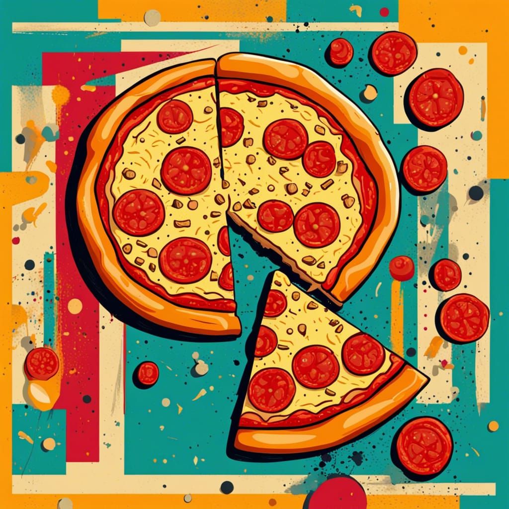 Pop Art Pepperoni Pizza with Cheese